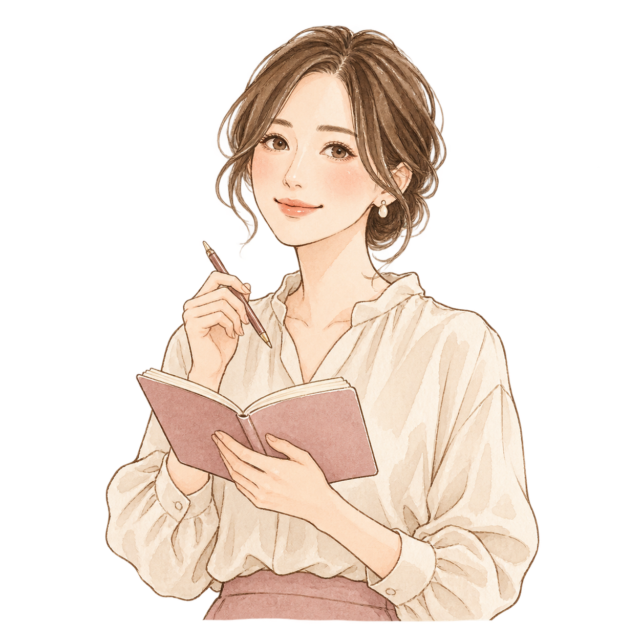 ノートを持つ女性のイメージイラスト